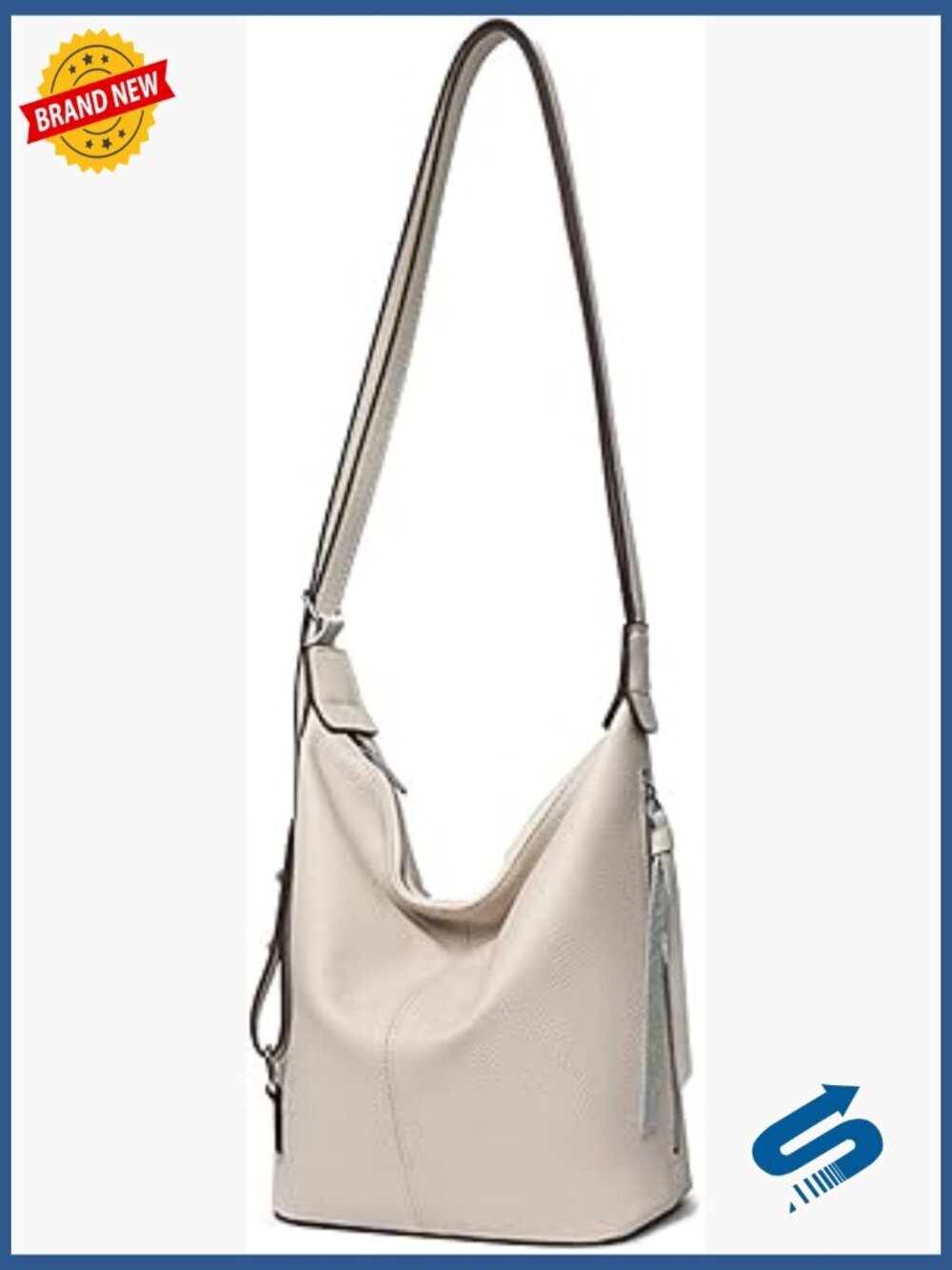 Genuine Leather Convertible Hobo Backpack 3-in-1 Shoulder Crossbody Bag